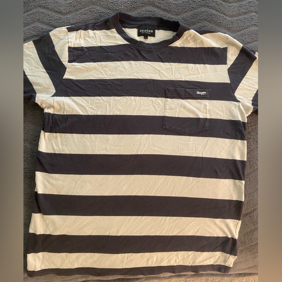 Seager, Grey and Cream Striped Men's Shirt, L - Picture 1 of 2